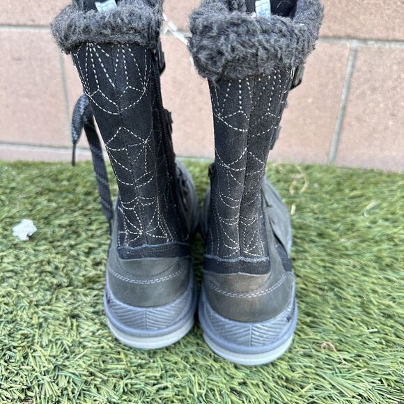 NWOB Women Mid Calf Merrell Silverspun Lace Up Waterproof Winter Boots Sz7.5Blk - Picture 7 of 10